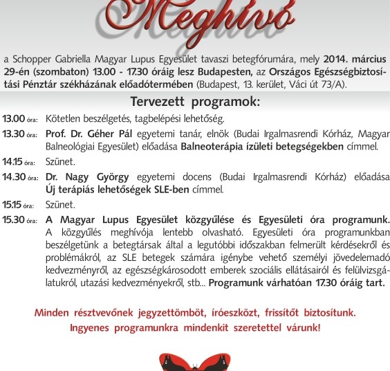 Meghívó tavaszi betegfórumunkra
