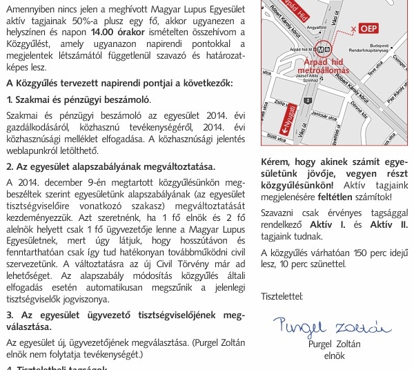 Meghívó közgyűlésünkre – 2015. február 28.